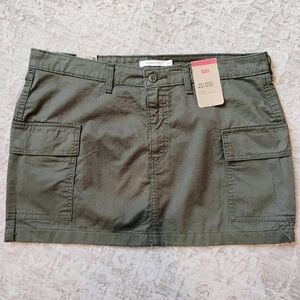 NWT 32 14 Levi's '94 Cargo Mini Skirt Cargo Pockets Olive Green NEW